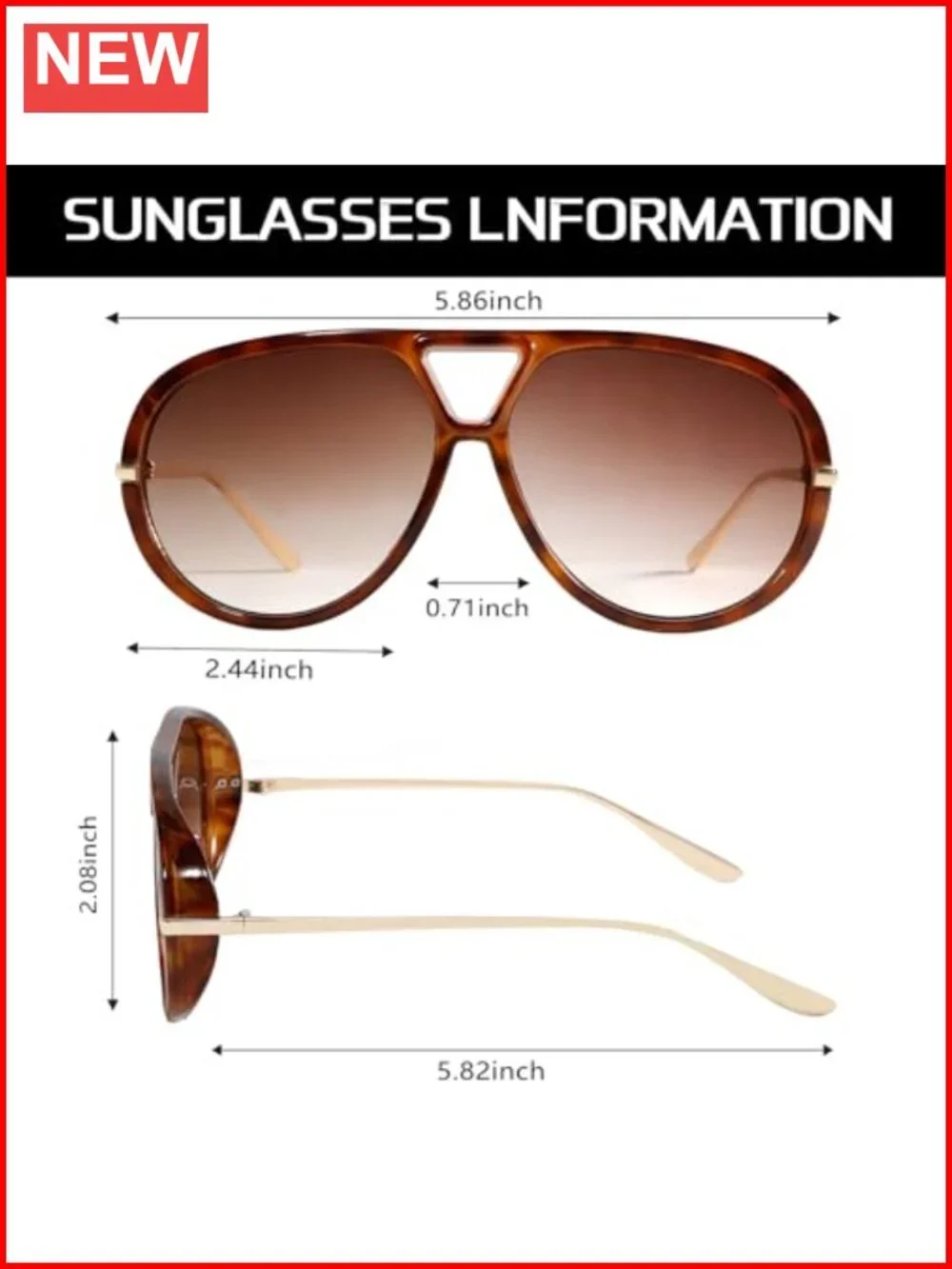 Retro Oversized Metal Aviator Sunglasses UV Protection